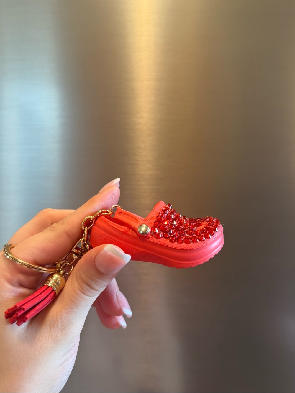 Red Rhinestone Croc Keychain - Picture 2 of 9